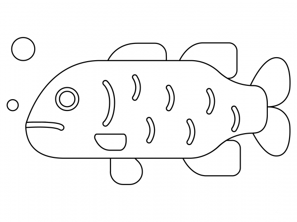 Bass Fish coloring page image