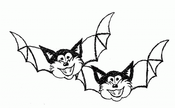 Bat cats coloring page image
