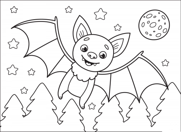Bat coloring page image