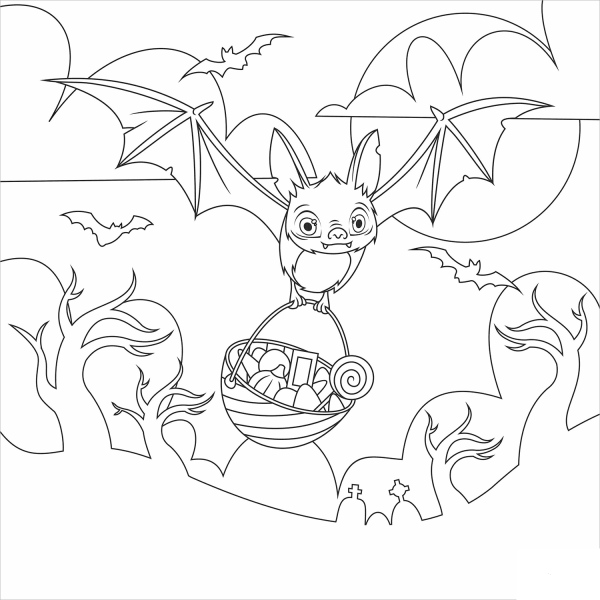 Bat coloring page image