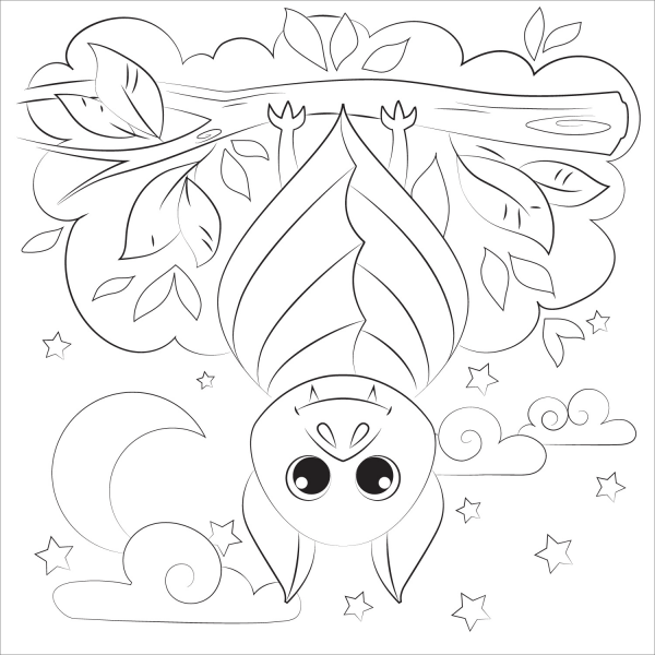 Bat coloring page image