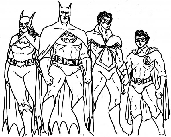 Bat Family coloring page image