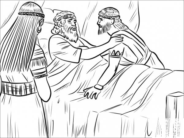 Bathsheba, David and Solomon coloring page image