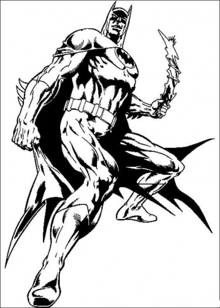 Batman holding boomerang coloring page image
