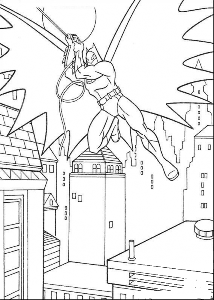 Batman in action coloring page image
