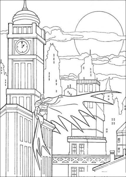 Batman in Gotham city coloring page image