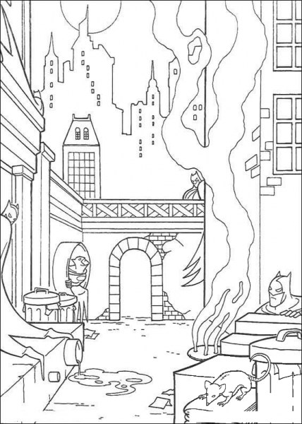 Batman Is Hiding  coloring page image