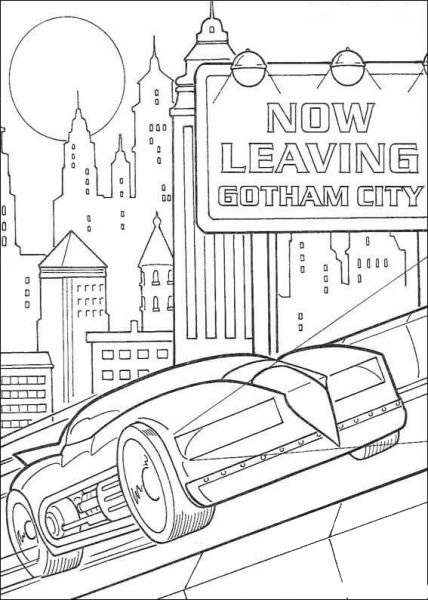 Batman Is Leaving Gotham City  coloring page image