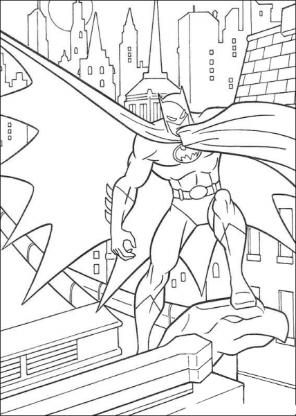 Batman Is Looking For His Enemy  coloring page image