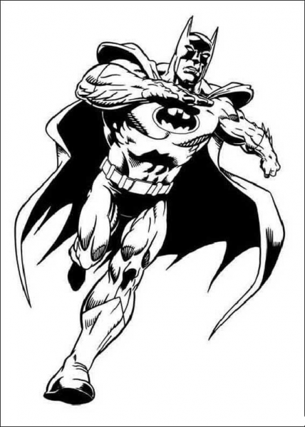 Batman Is Running  coloring page image