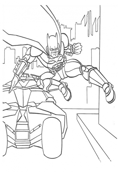 Batman Jumps out of His Car coloring page image