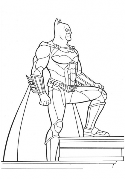 Batman on the Top of Building coloring page image
