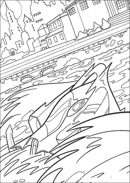 Batman’s ship coloring page image