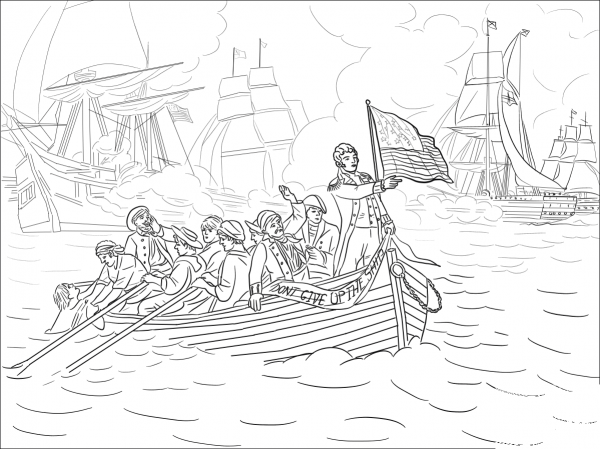 Battle of Lake Erie During the War of 1812 coloring page image