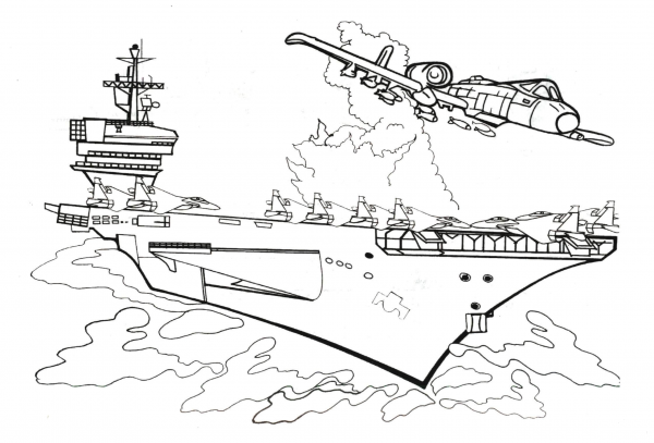 Battleship Crashed  coloring page image
