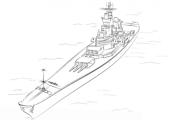 Battleship USS Iowa coloring page image