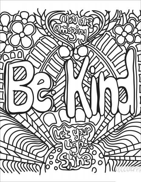 Be Kind coloring page image