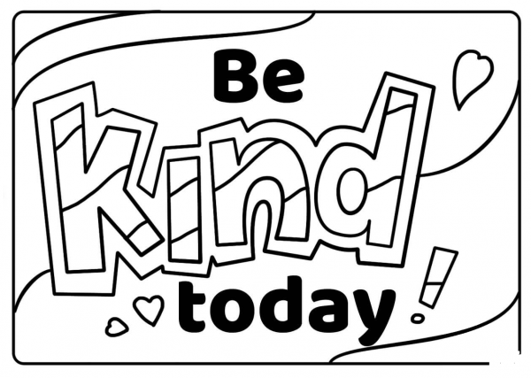 Be Kind Today – Encouraging Note coloring page image