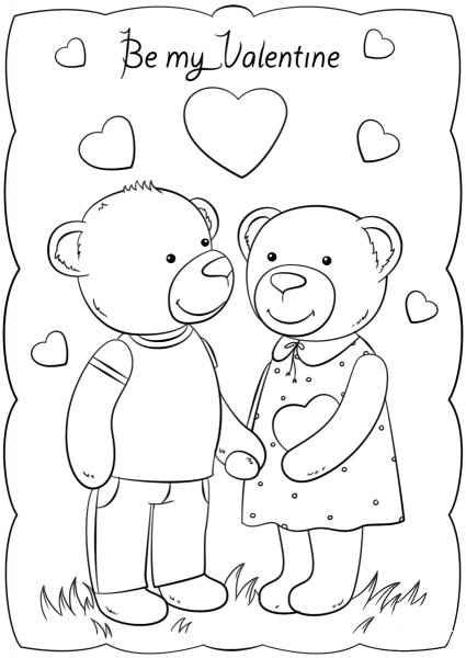 Be My Valentine Card coloring page image