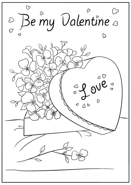 Be My Valentine Card coloring page image