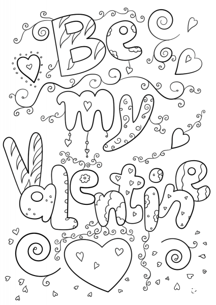 Be My Valentine coloring page image