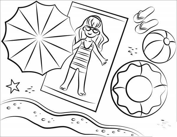 Beach Fun coloring page image