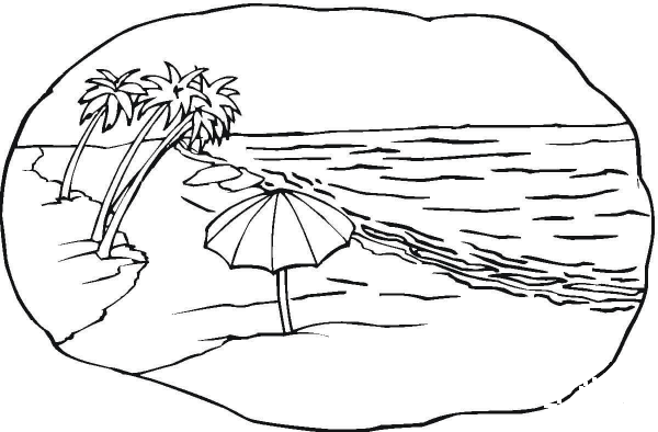 Beach Scene  coloring page image