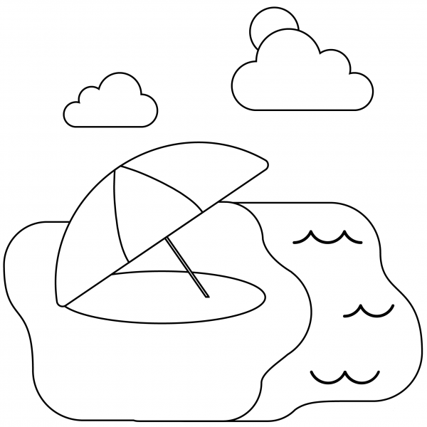 Beach Umbrella Emoji coloring page image