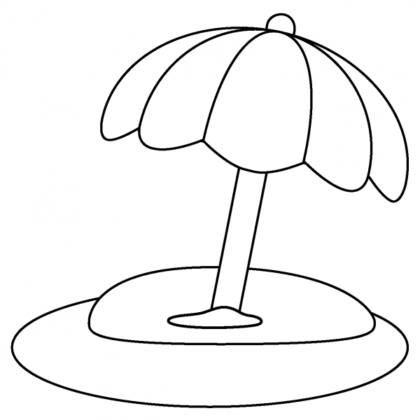 Beach with Umbrella Emoji coloring page image