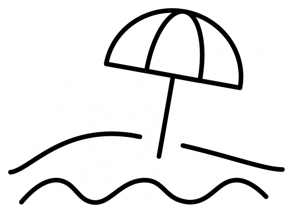 Beach with Umbrella Emoji coloring page image