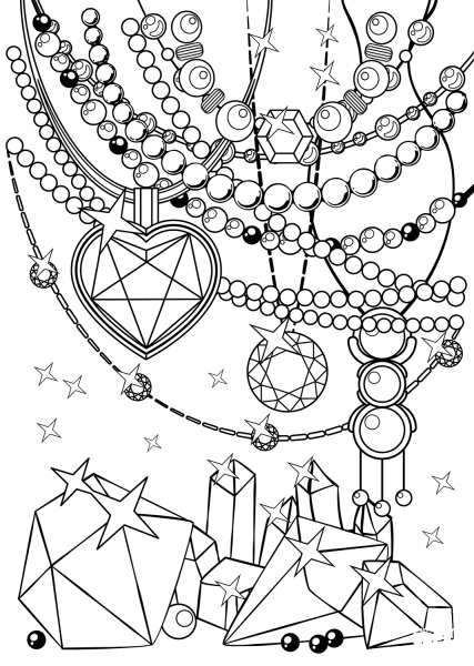 Beads and Crystals coloring page image