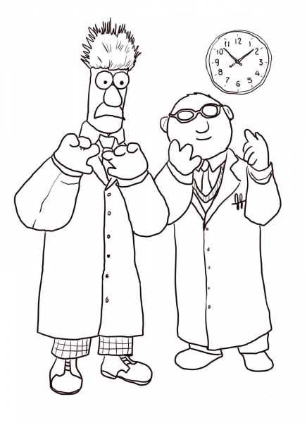 Beaker and Bunsen Honeydew coloring page image