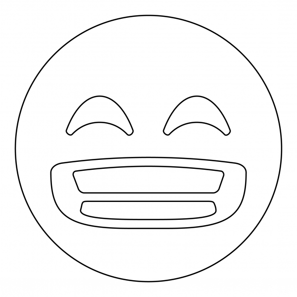 Beaming Face with Smiling Eyes coloring page image