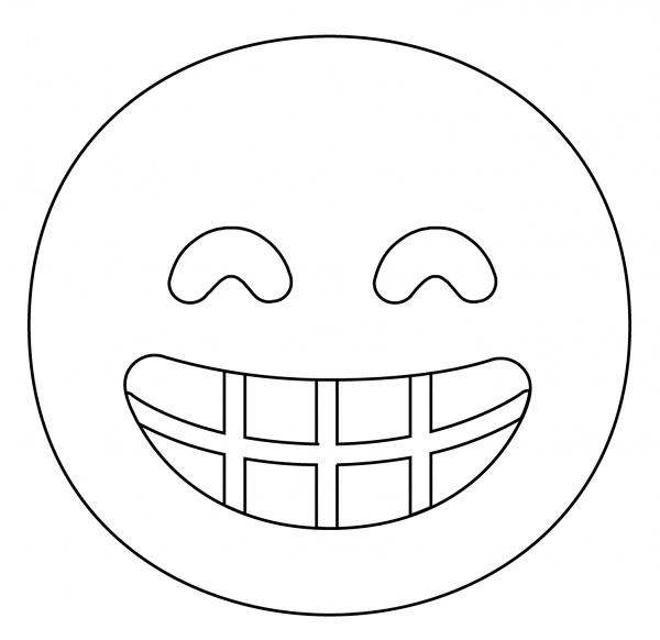 Beaming Face with Smiling Eyes Emoji coloring page image