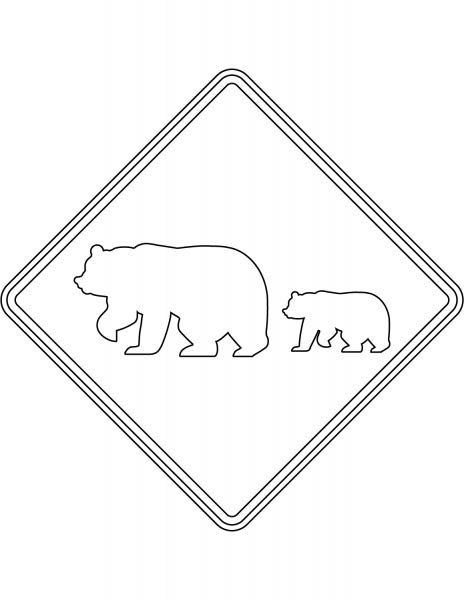 “Bear Crossing” Sign in the USA coloring page image