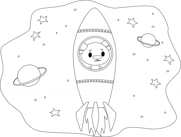 Bear in Space coloring page image