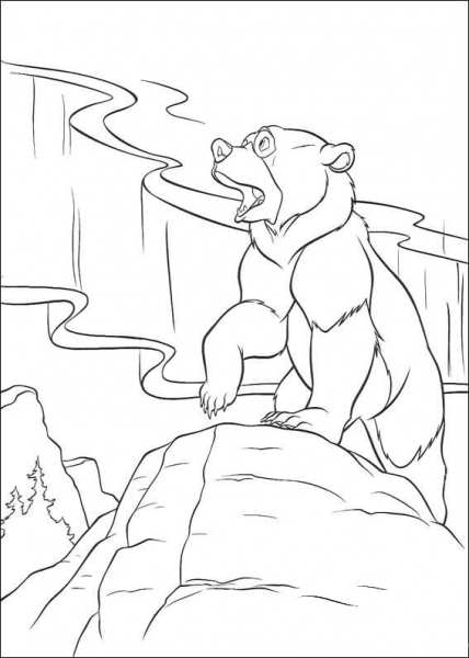 Bear on the mountain coloring page image