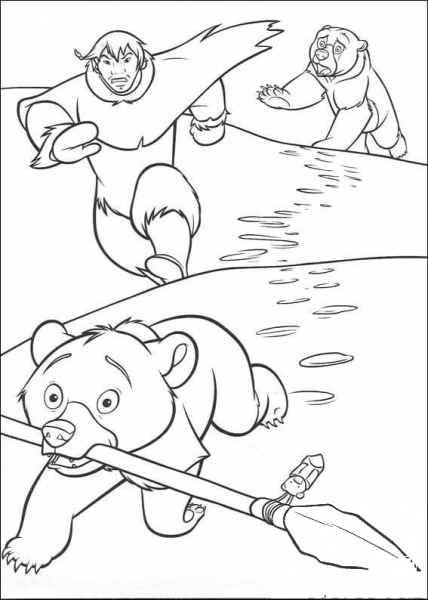Bear Steals The spear From Inuit coloring page image