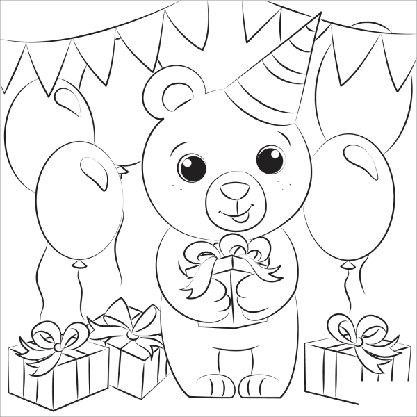 Bears Birthday coloring page image