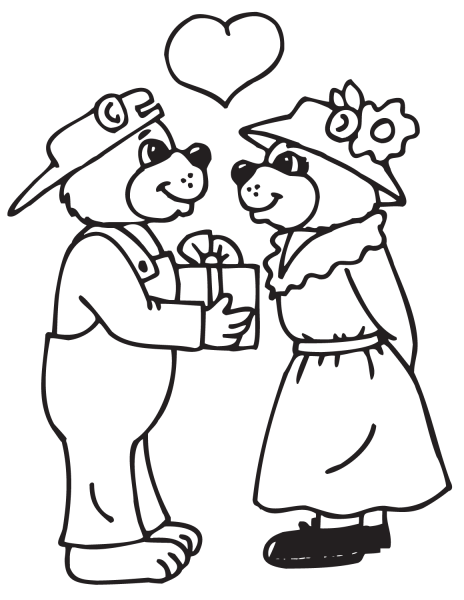 Bears Couple coloring page image