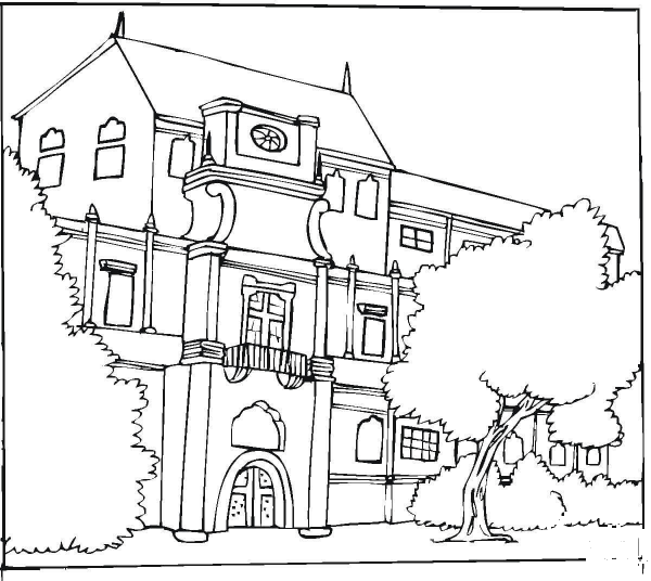 Beautiful building coloring page image