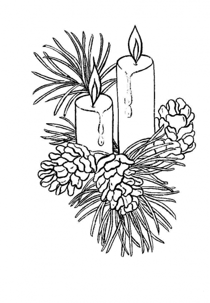 Beautiful Christmas candles  coloring page image