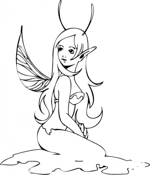 Beautiful Elf Girl coloring page image