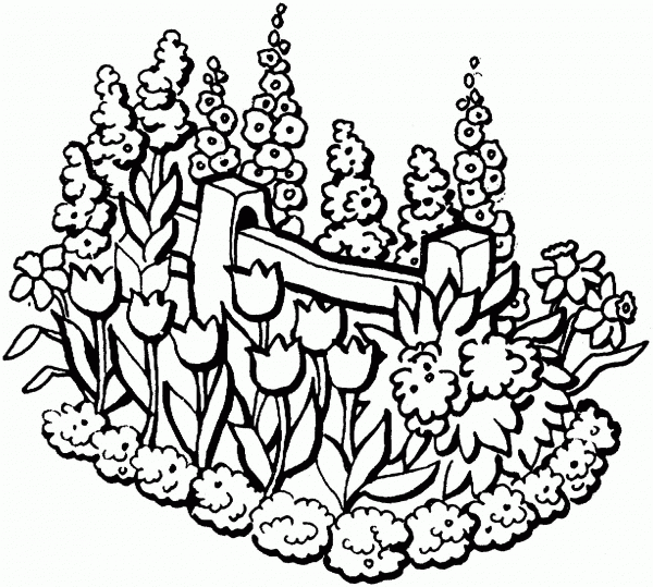 Beautiful Garden in summer coloring page image