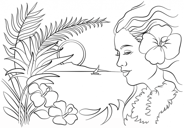 Beautiful Hawaii coloring page image