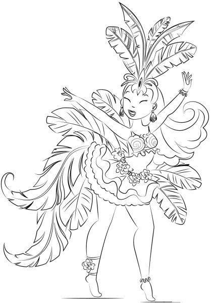 Beautiful Samba Dancer coloring page image