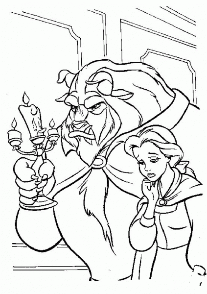 Beauty And The Beast With LumiÃ¨re  coloring page image