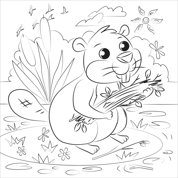 Beaver coloring page image