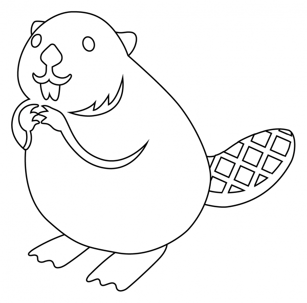 Beaver Emoji coloring page image