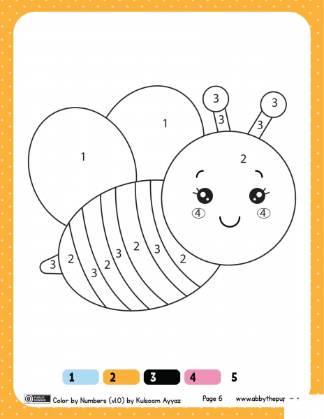 Bee Color by Numbers 1-4 image